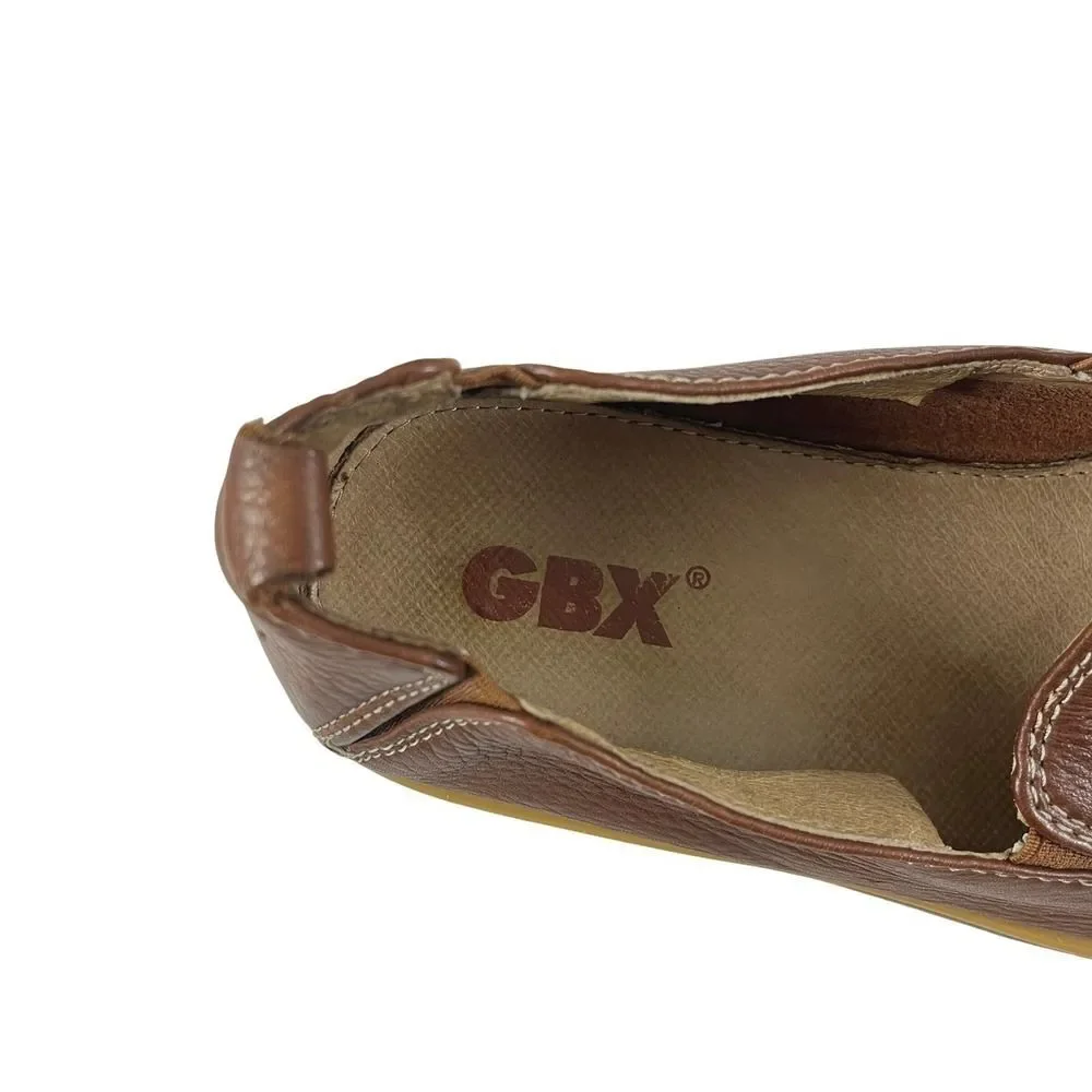 GBX Men's Brown Leather Square Toe Slip On Loafer Shoes Size 9 1/2 M